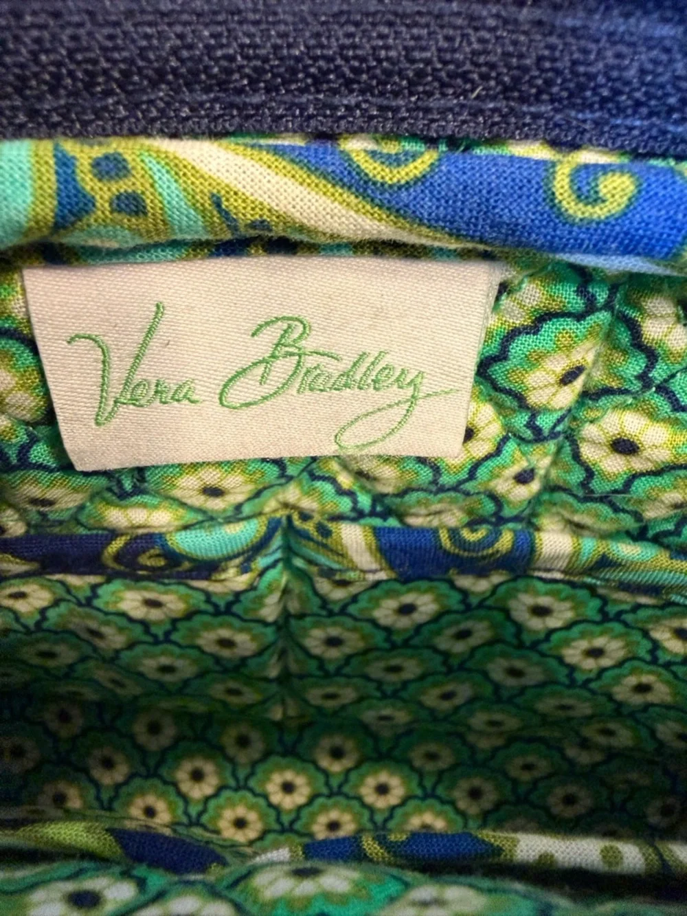 Vera Bradley Boho 2010s Retired Floral Shoulder Bag Blue/Green VGUC